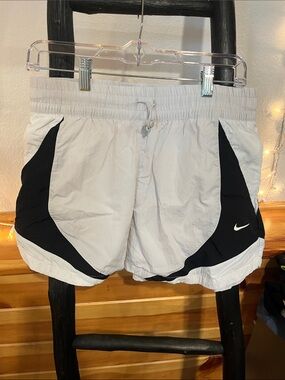 Nike women’s White Athletic Shorts with Black Panels